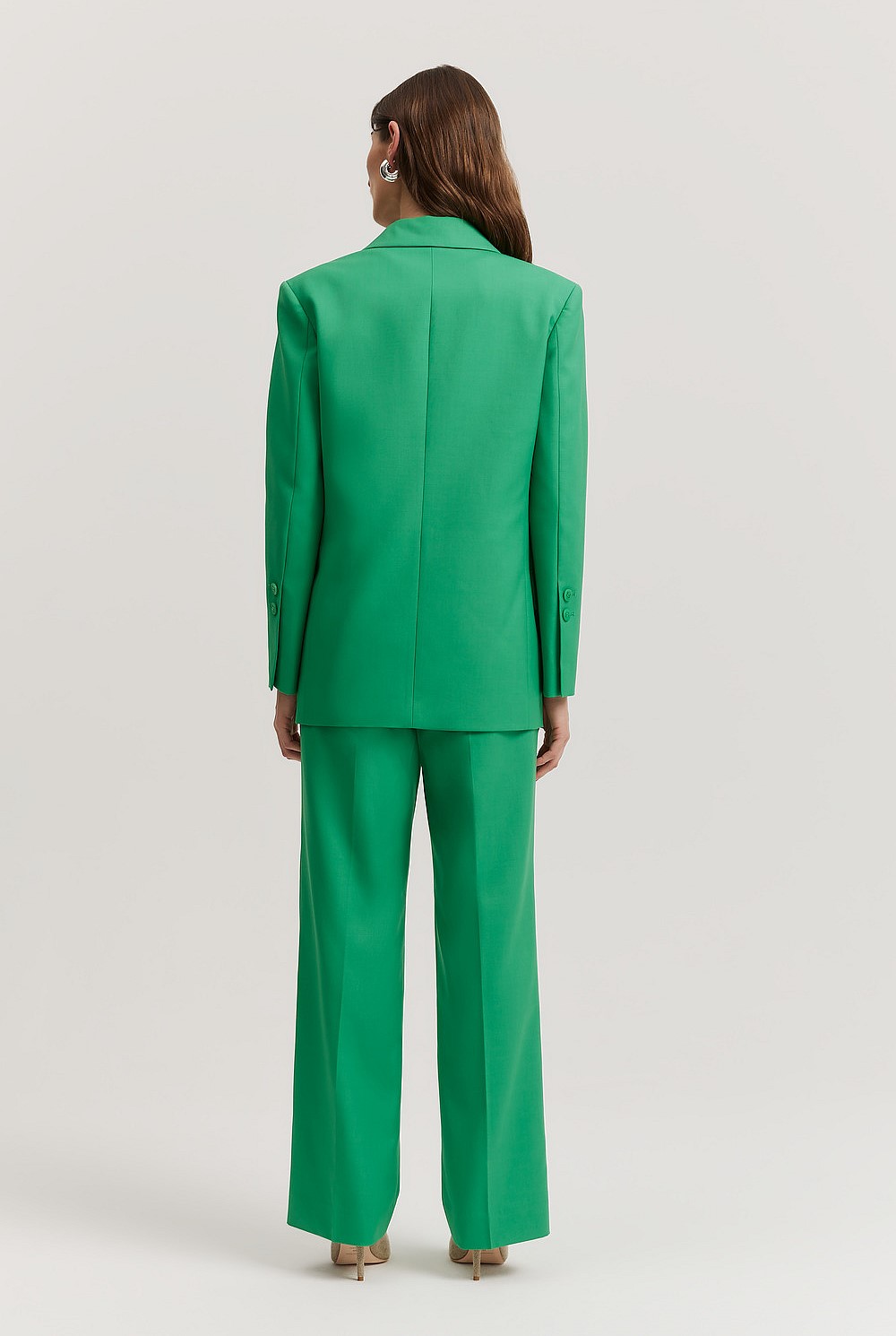 Jewel Green Tailored Double-breasted Blazer - Jackets