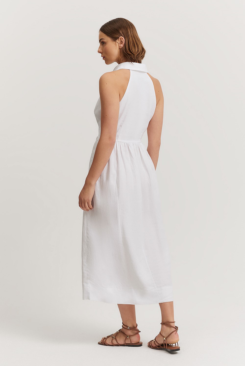 White Linen Collared Maxi Dress - Dresses | Country Road