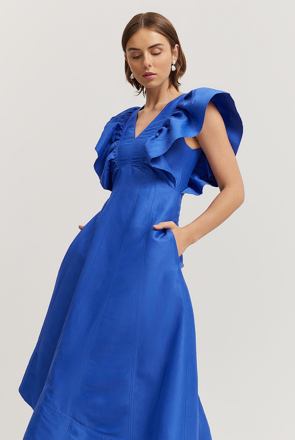 Sapphire Ruffle Midi Dress - Dresses | Country Road
