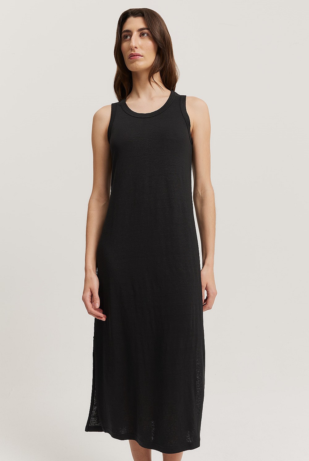 Black Linen Jersey Dress - Dresses | Country Road