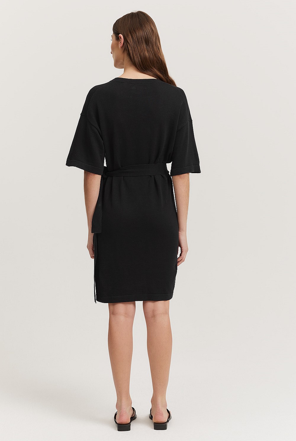 Black Cotton Linen Wrap Dress - Dresses | Country Road