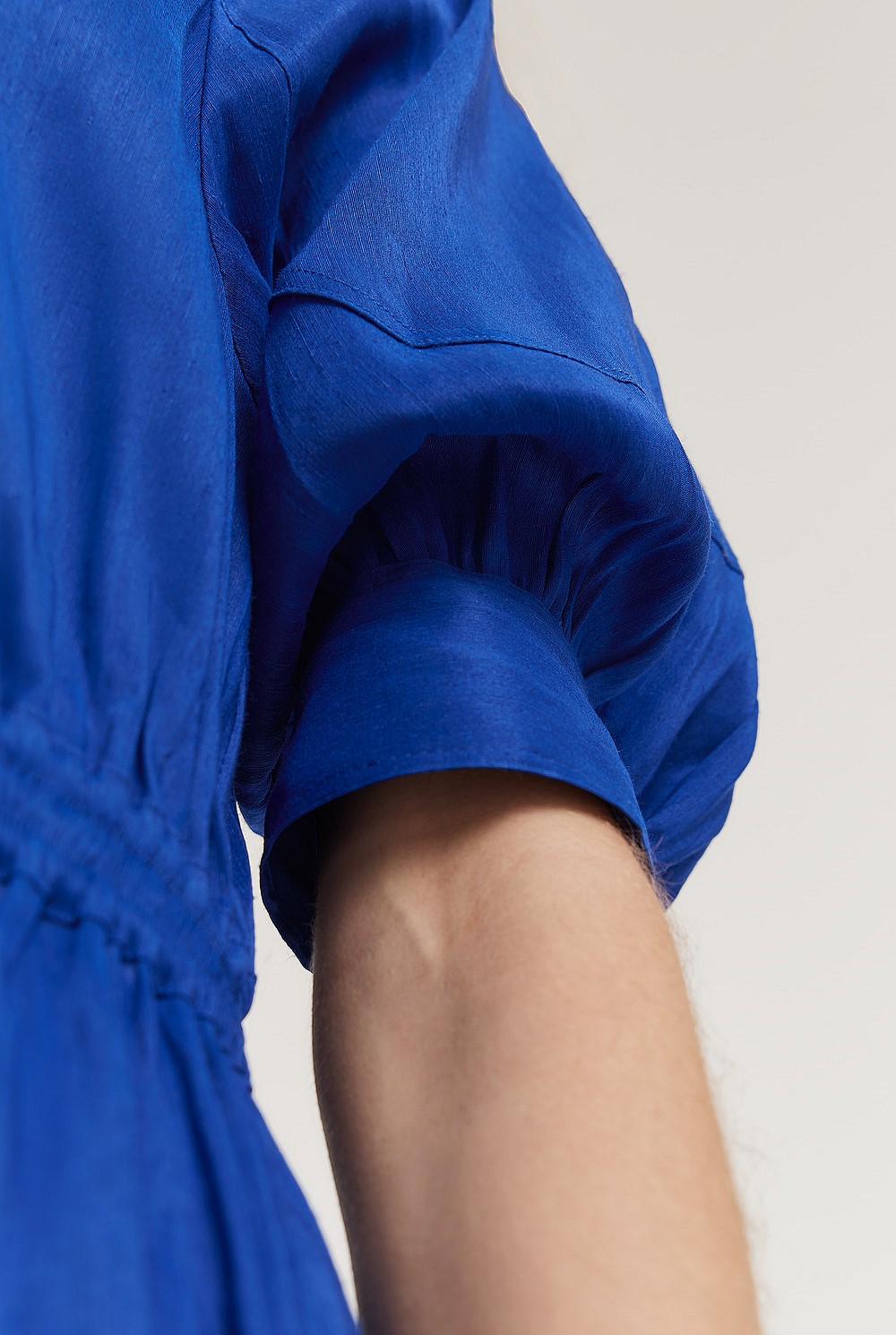 Sapphire Linen Blend Fluid Cinched Shirt Dress - Dresses | Country Road