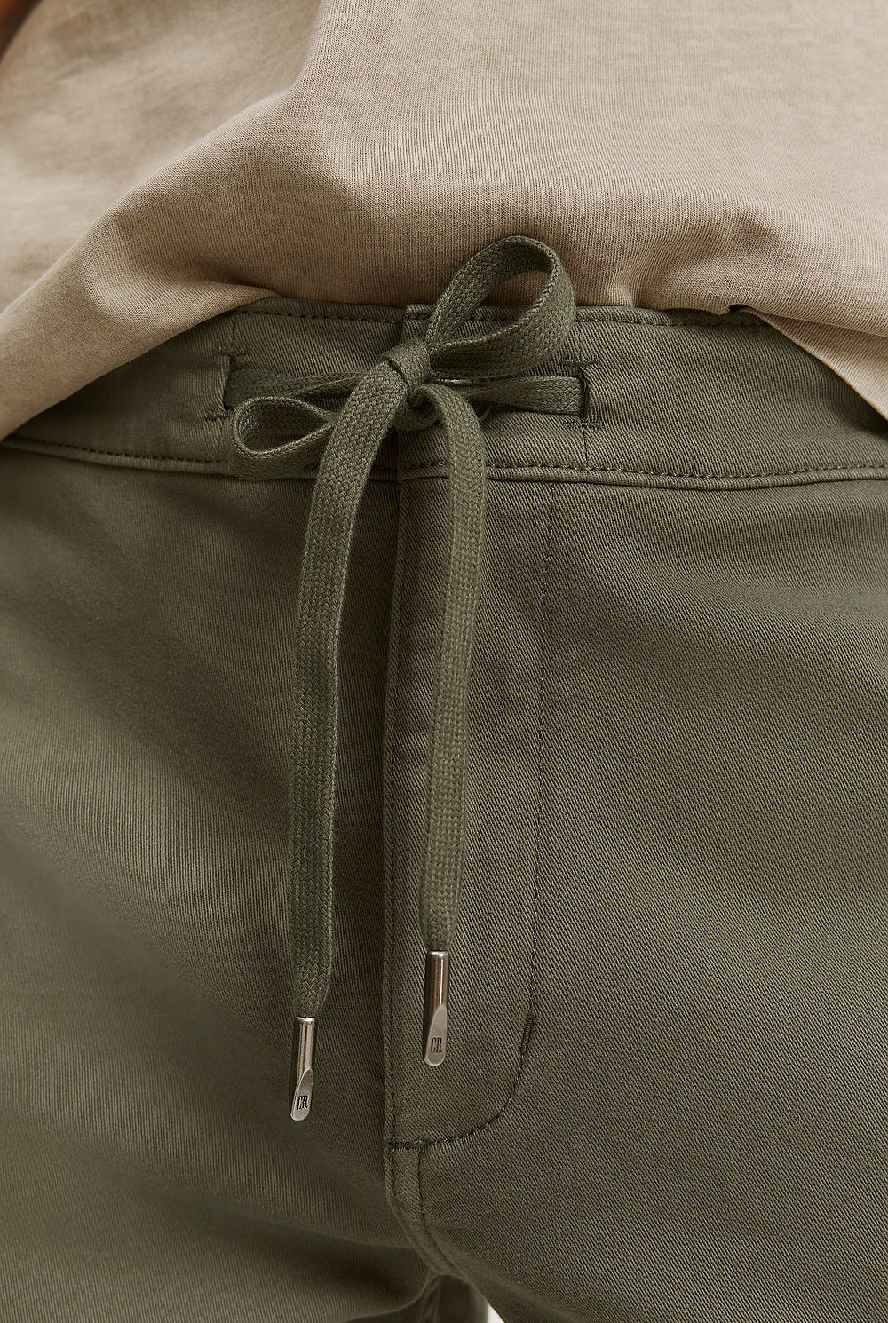 Khaki Garment Dyed Twill Drawcord Short - Shorts | Country Road