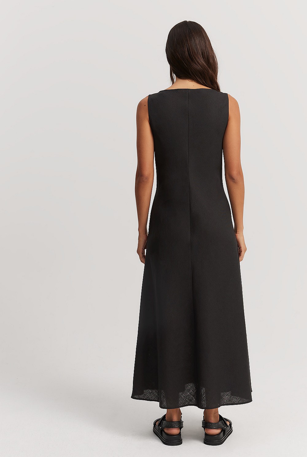 Black Linen Bias Dress - Dresses | Country Road