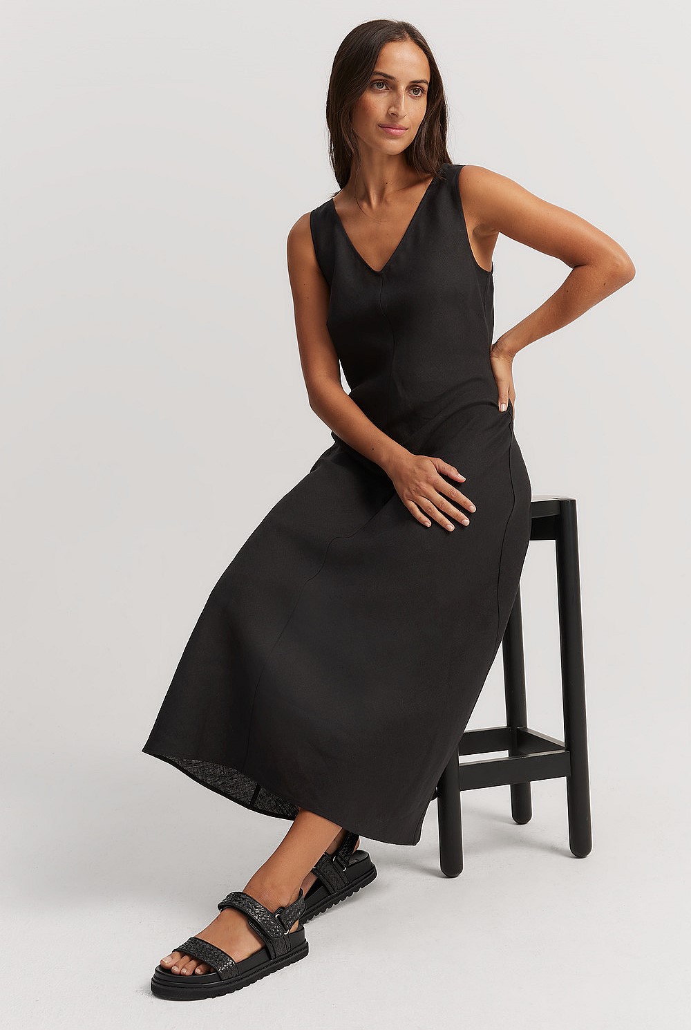 Black Linen Bias Dress - Dresses | Country Road Black Linen Bias Dress - Dresses | Country Road