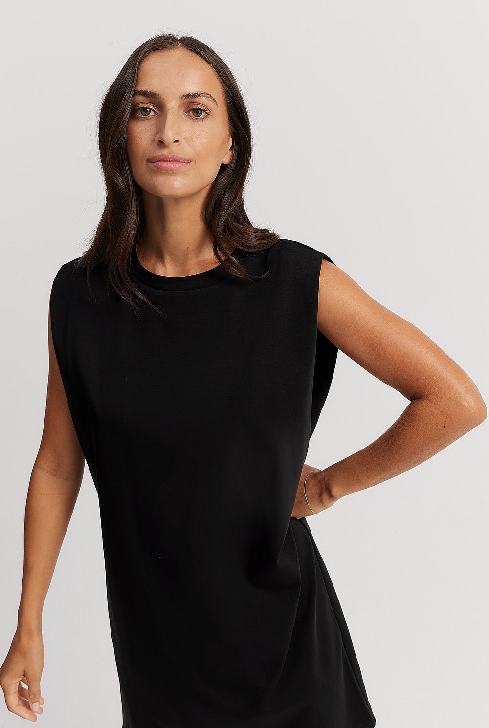 Black Cotton Jersey Tank Dress - Dresses | Country Road