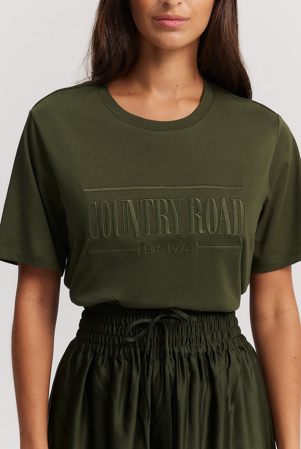 Dark Olive Verified Australian Cotton Heritage Embroidered T