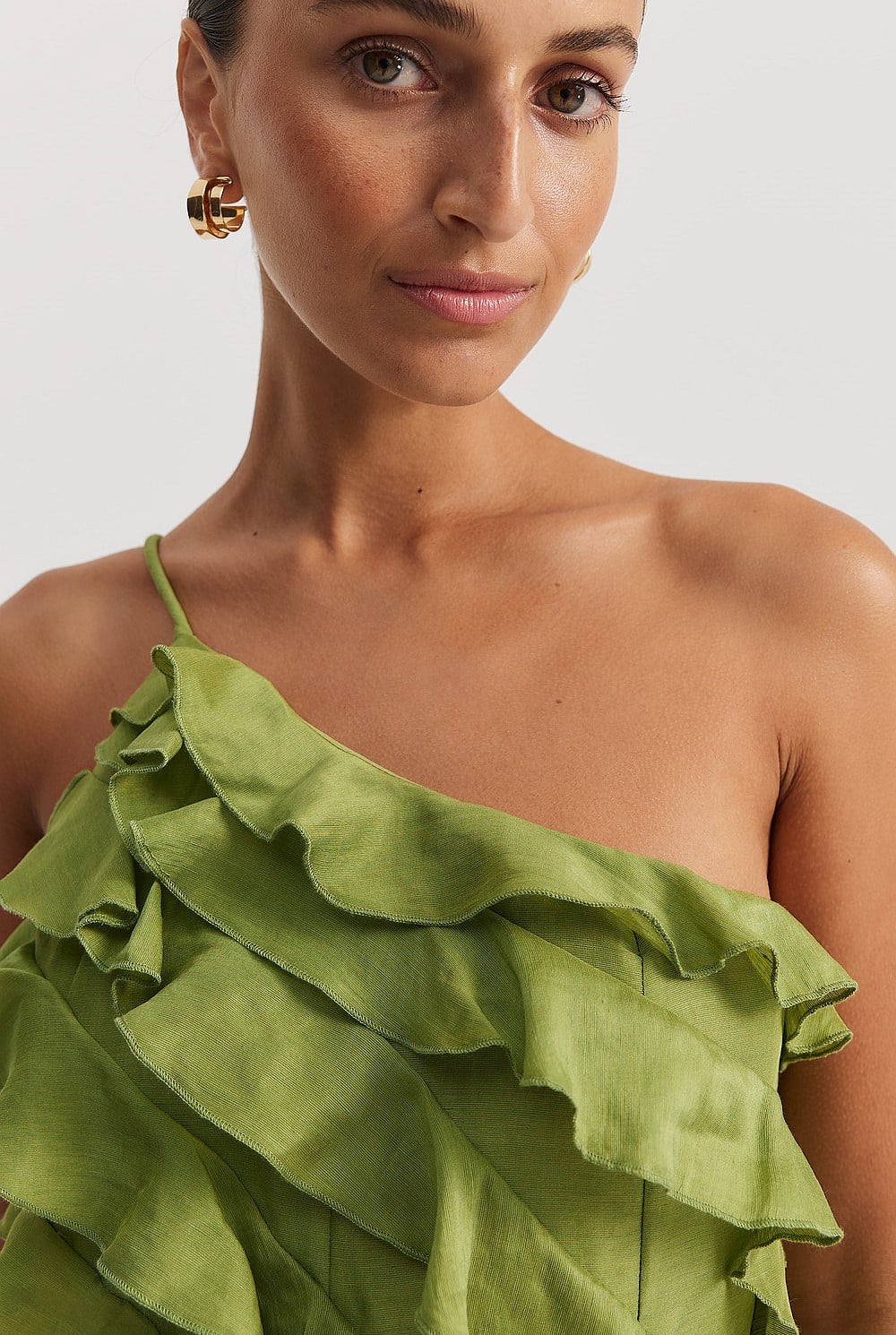 cactus green dress Women's Cactus Green Satin Slip Dress main image 1