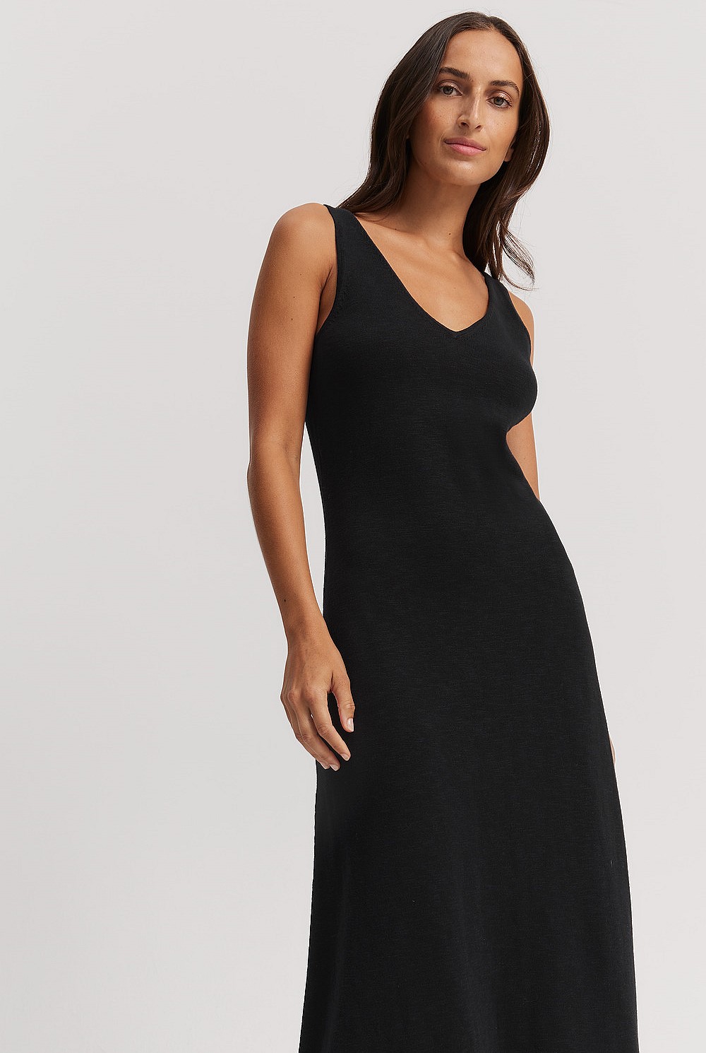 Black Cotton Linen Midi Dress - Dresses | Country Road