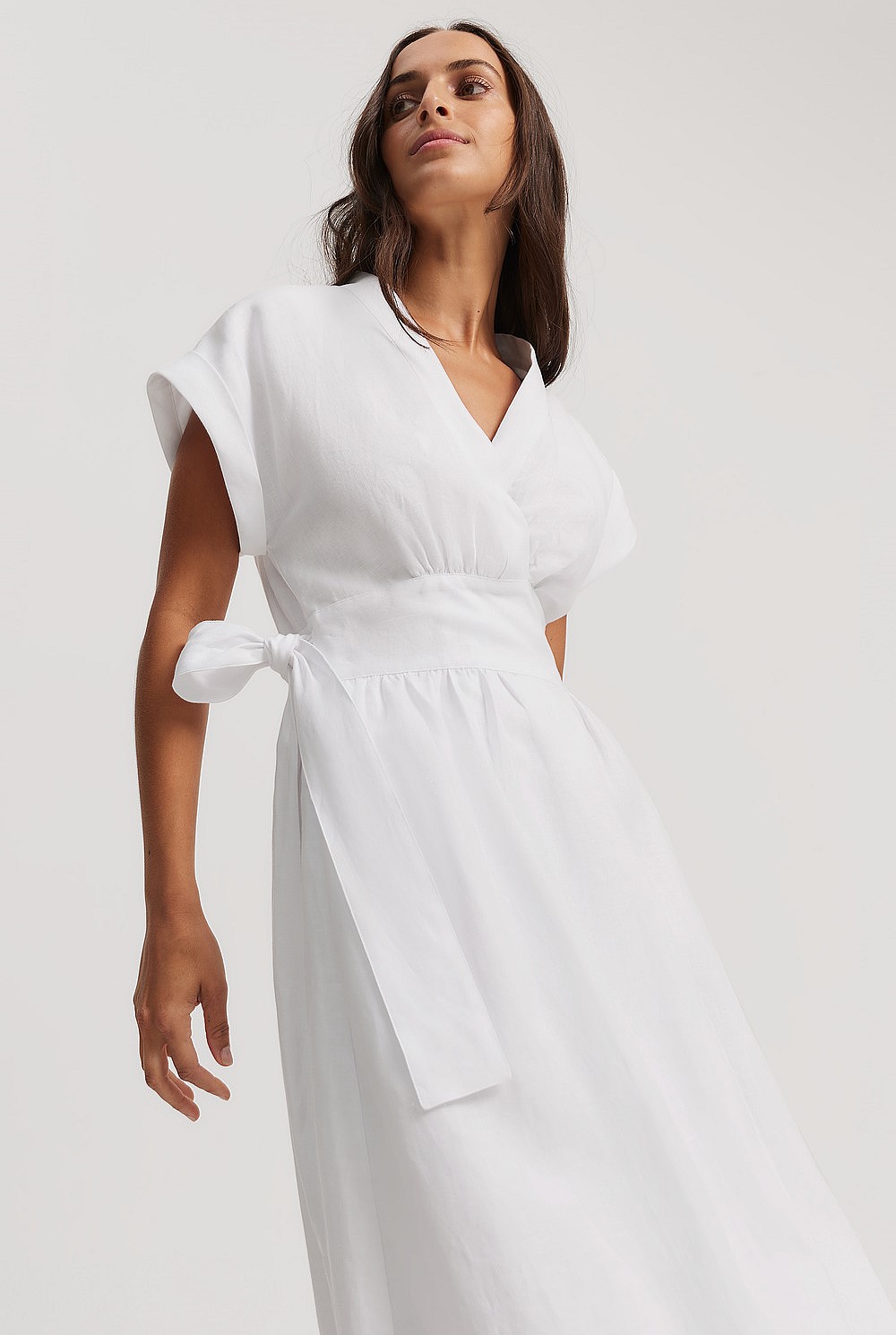 White Linen Wrap Midi Dress - Dresses | Country Road White Linen Wrap Midi Dress - Dresses | Country Road