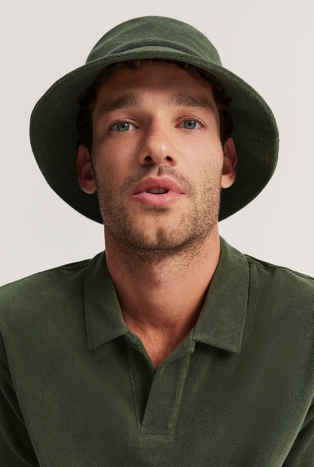 Olive Terry Bucket Sun Hat  Organic Zoo Adult Booney Hat - Olive with Khaki Trim \u2013 Sun Protection Zone