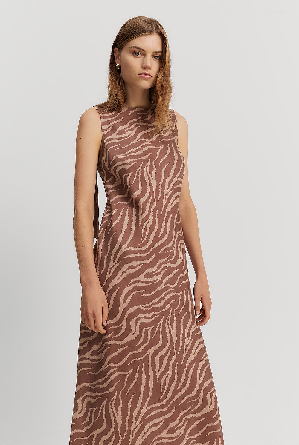 Zebra Print Print Column Fluid Midi Dress - Dresses | Country Road