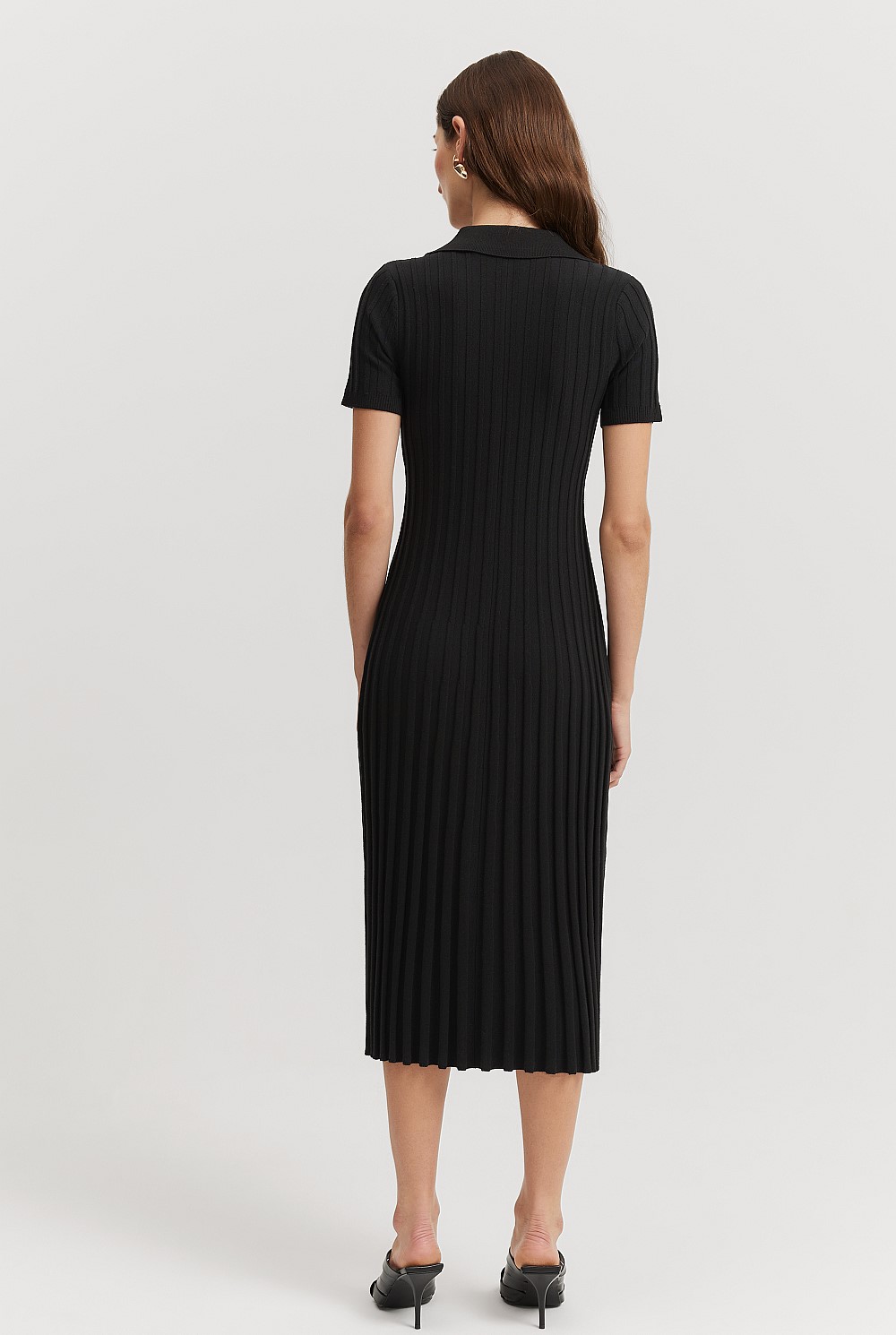 Black Pleat Knit Midi Dress - Knitwear | Country Road