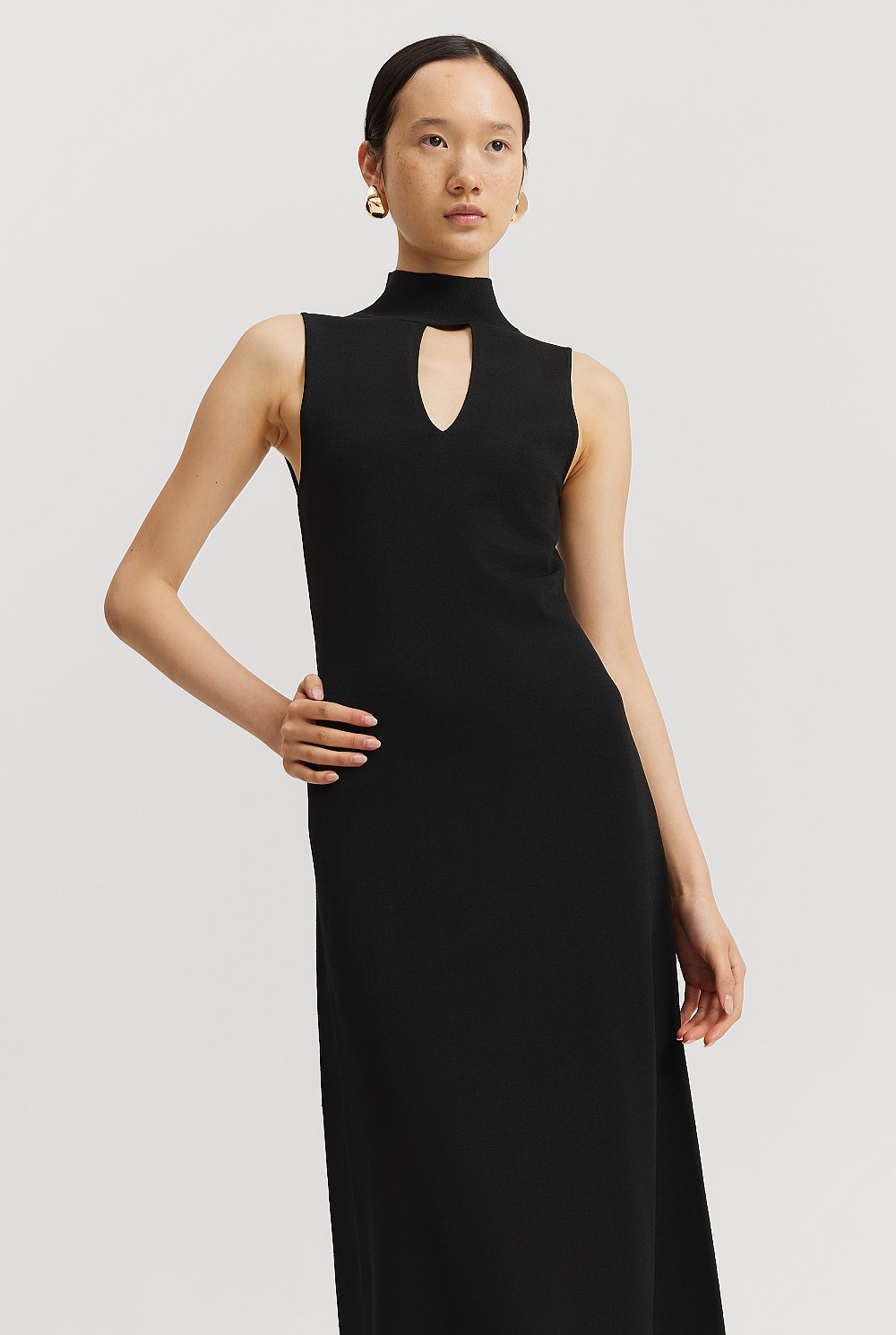 Black Column Knit Dress - Dresses | Country Road