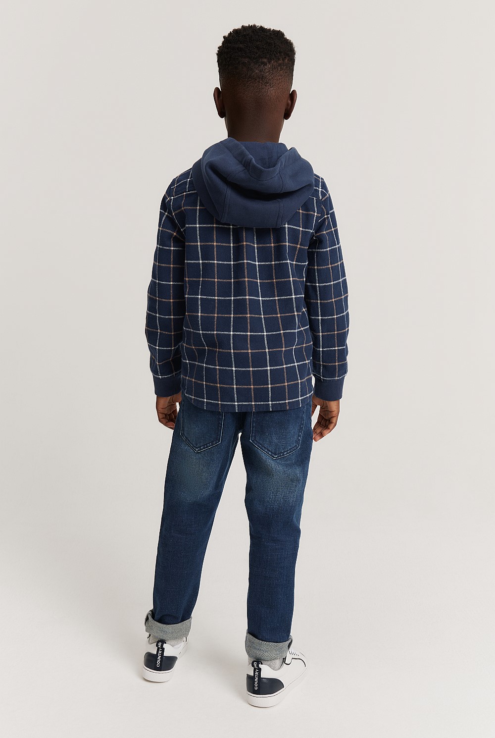 Navy Check Hooded Shirt - Shirts | Country Road