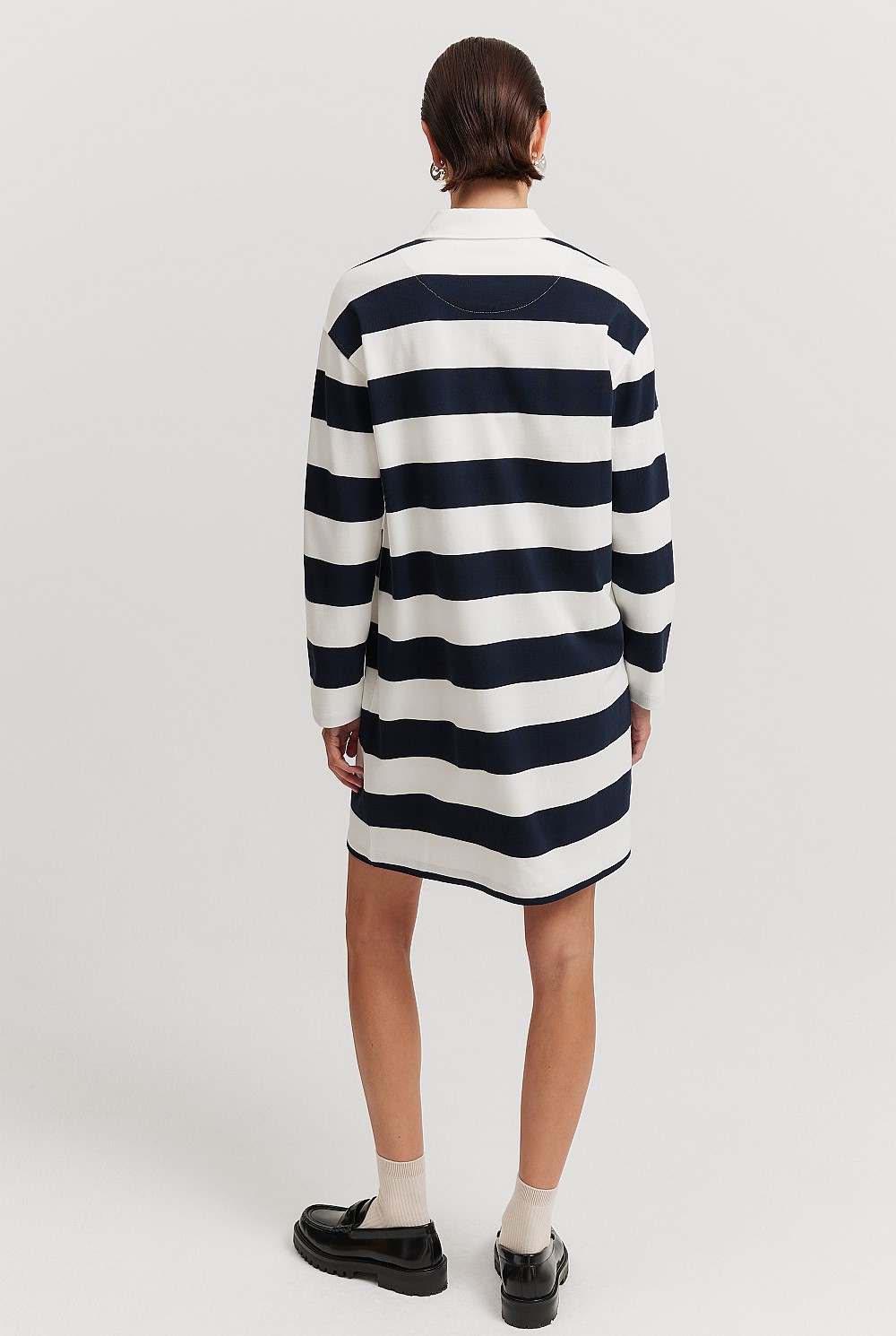 Navy Stripe Cotton Stripe Rugby Dress - Natural Fibres | Country Road