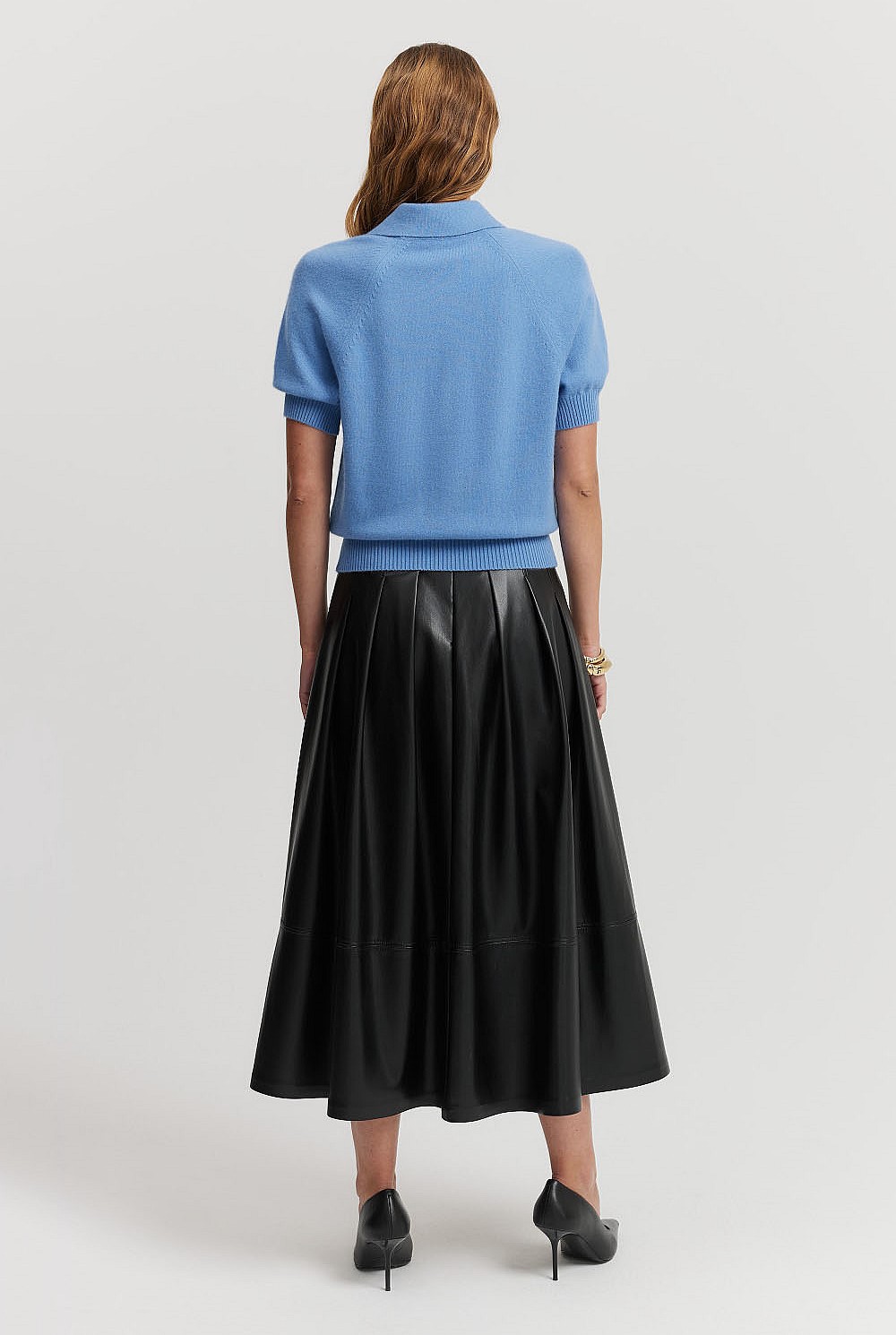 French Blue Cashmere Blend Zip-Through Knit Polo - Work | Country Road