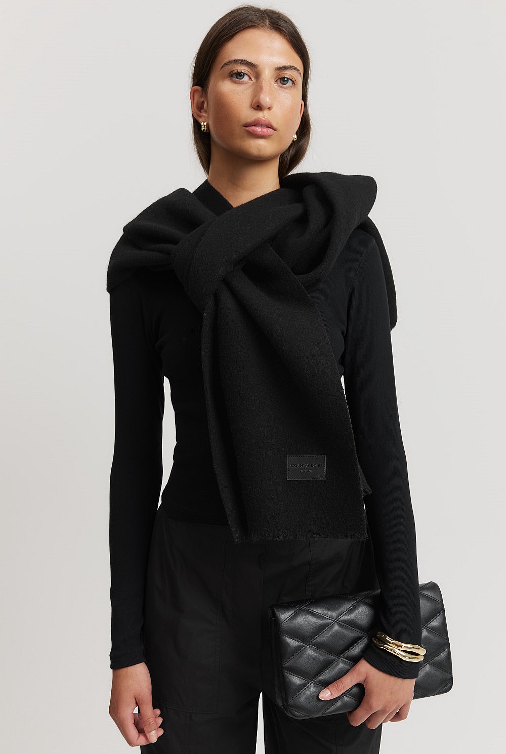 マフラー huberstore Main Road Scarf [Black] Black Woven CR Scarf - Hats, Scarves & Gloves | Country Road