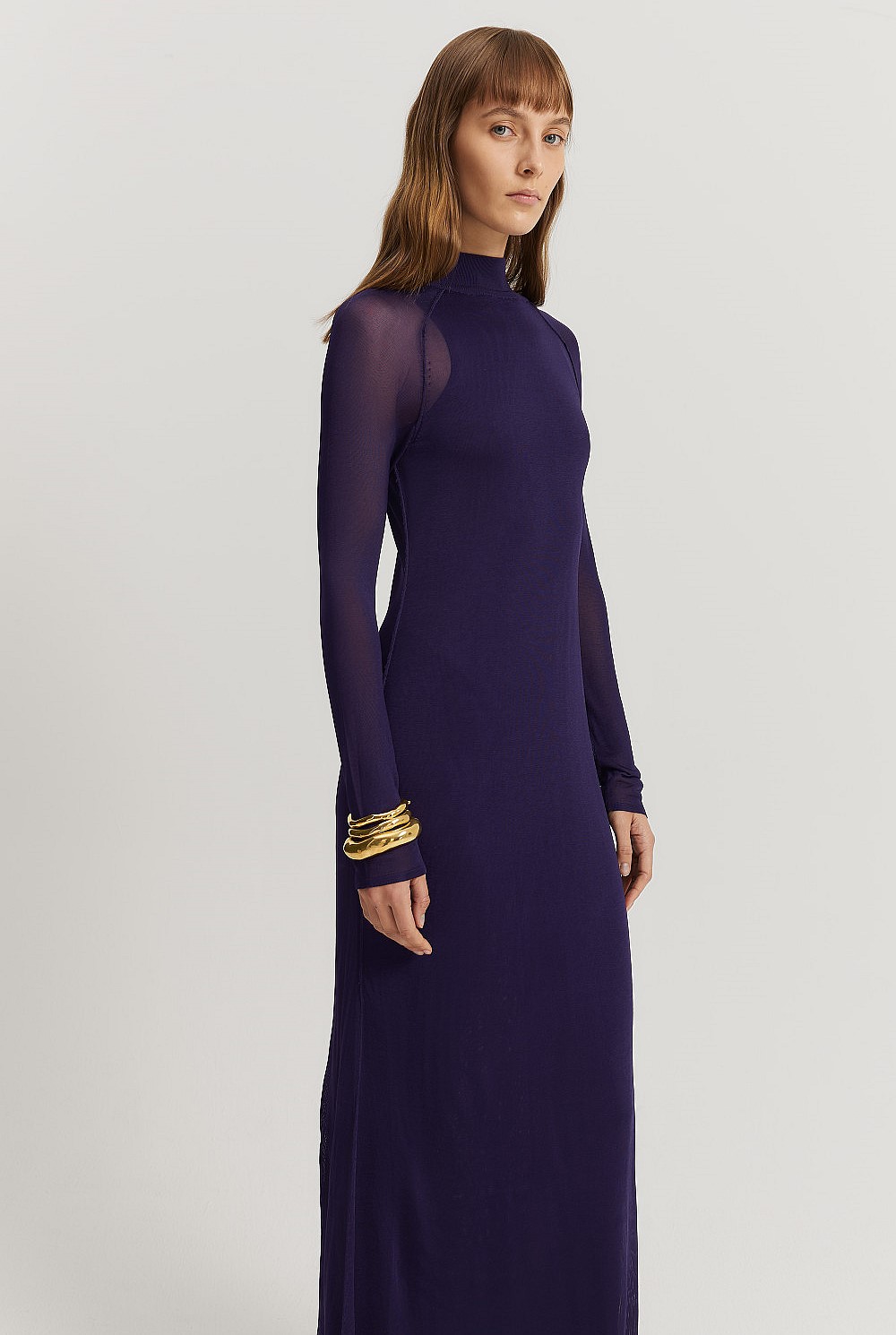 Eggplant Sheer Knit Maxi Dress - Dresses | Country Road