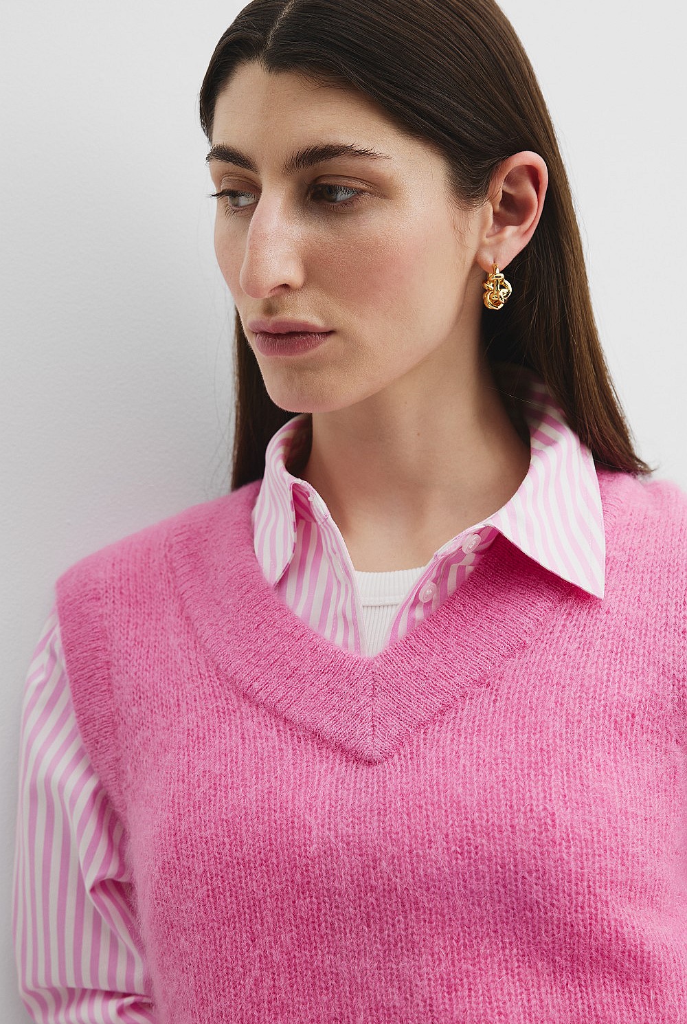 Pink Punch Fluffy Knit Vest - Knitwear | Country Road