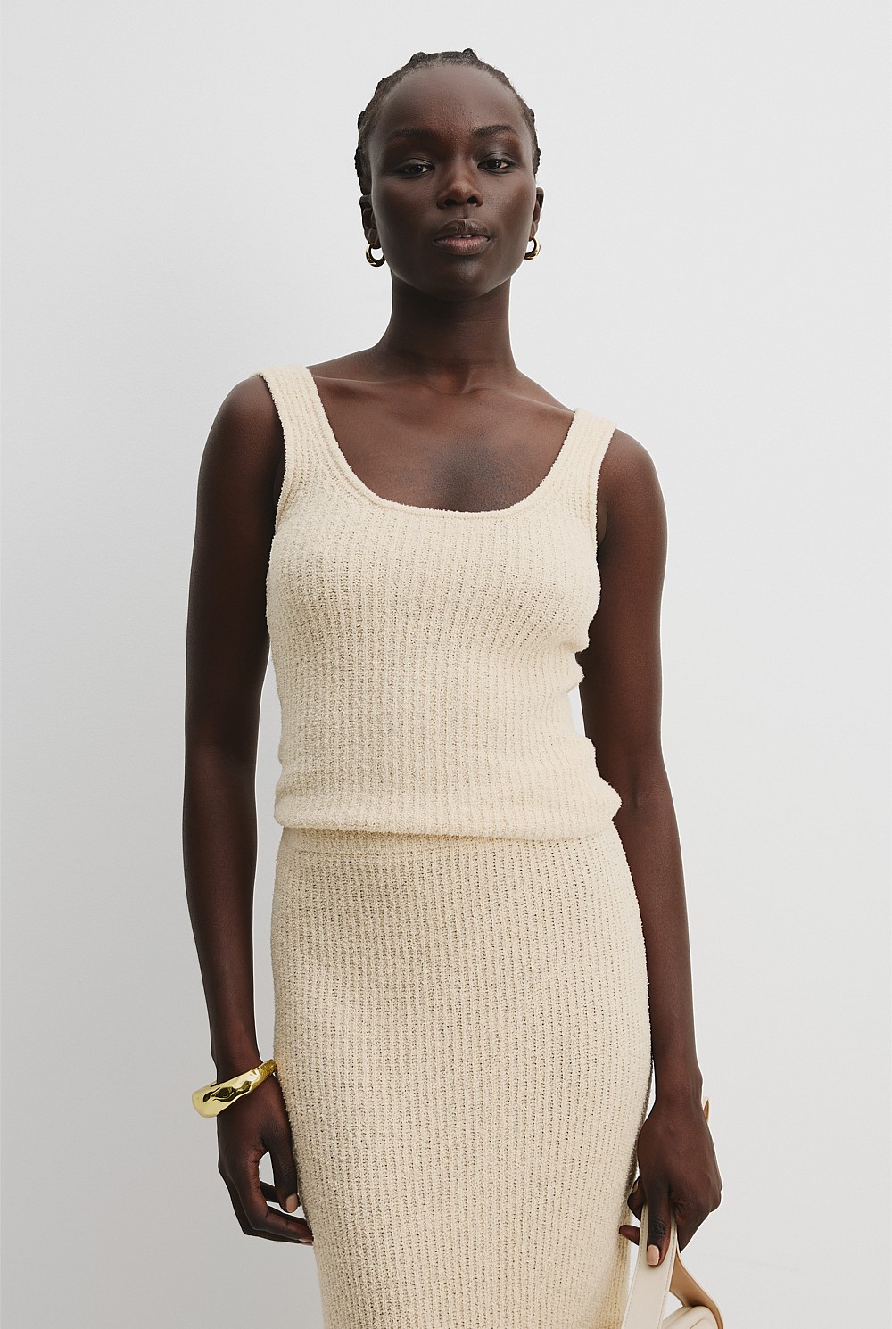 Pebble Organically Grown Cotton Boucle Knit Tank