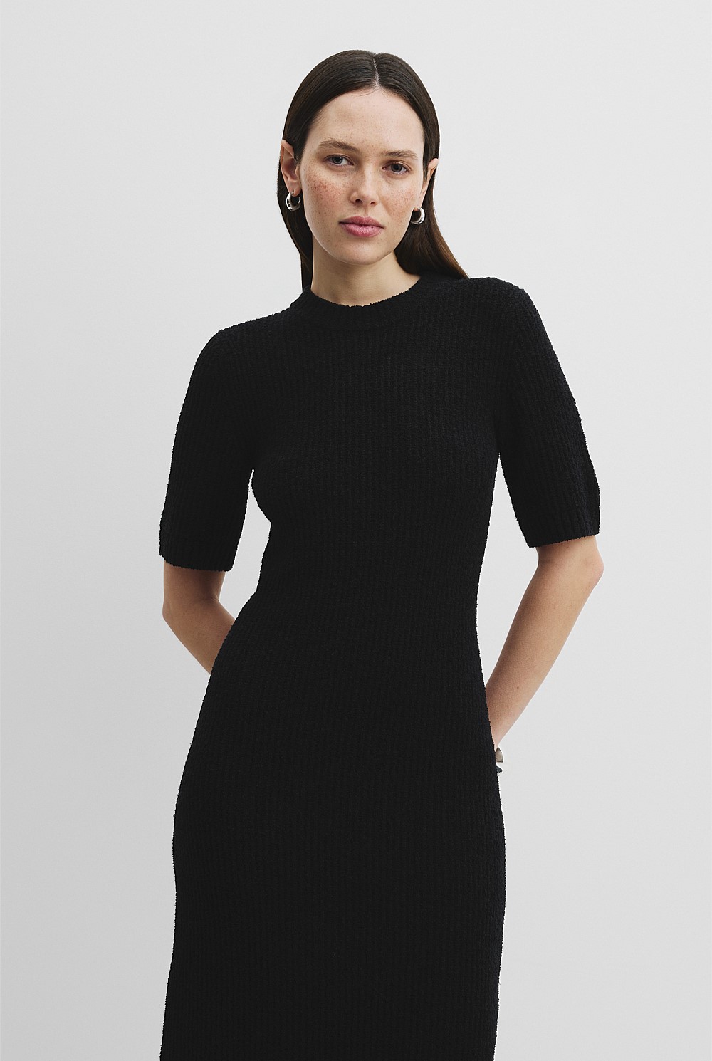ruffle sleeve knit dress Caitlyn Ruffle Sleeve Sweater Dress main image 1
