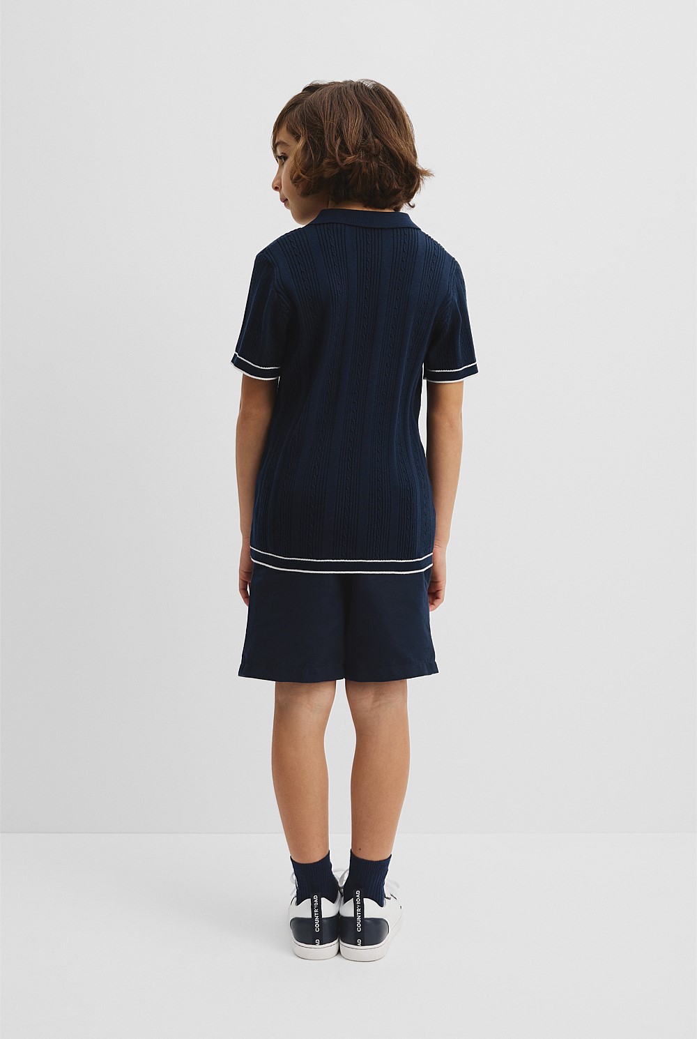 Navy Organically Grown Cotton Knit Polo - Knitwear | Country Road