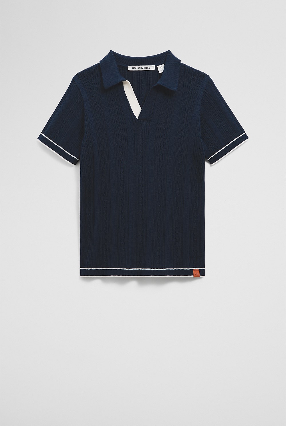 Navy Organically Grown Cotton Knit Polo - Knitwear | Country Road
