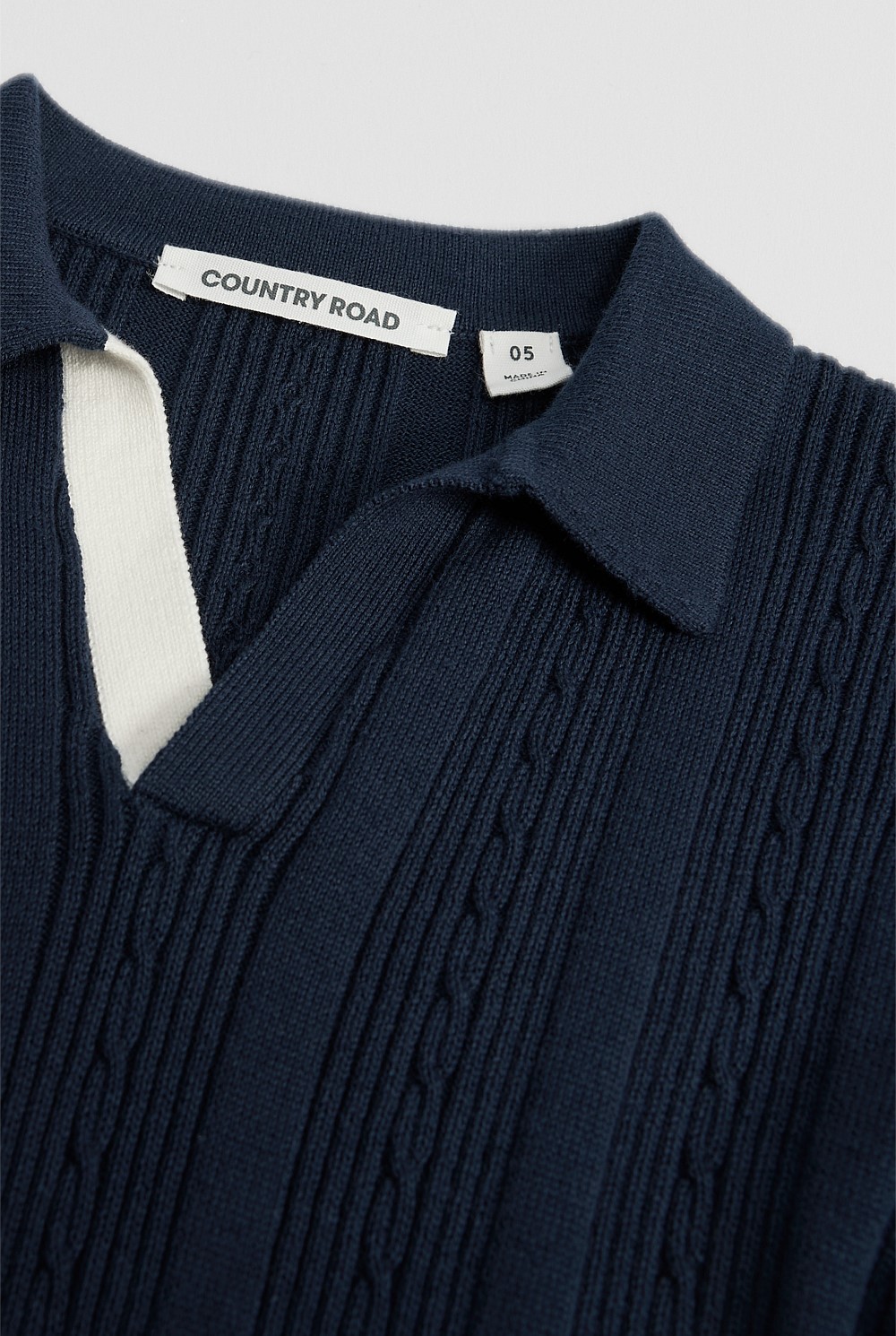Navy Organically Grown Cotton Knit Polo - Knitwear | Country Road
