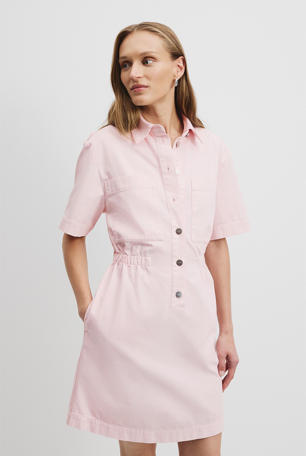 Pink Meringue Cinched Denim Mini Dress - Dresses | Country Road