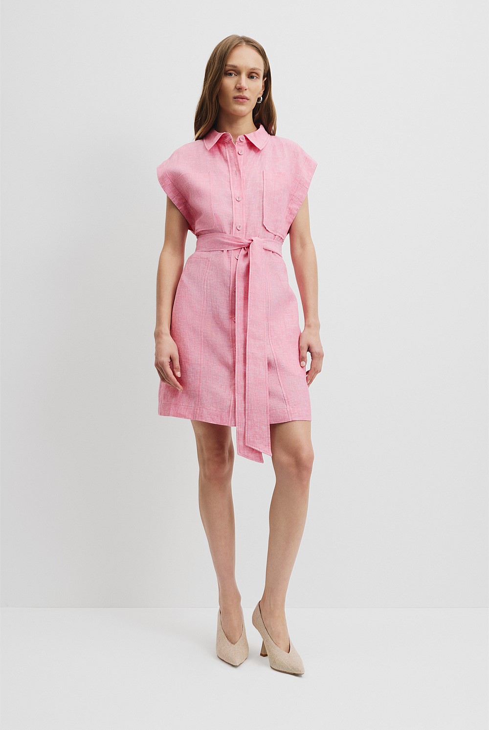 Strawberry Organically Grown Linen Pocket Detail Dress - Dresses | Country  Road