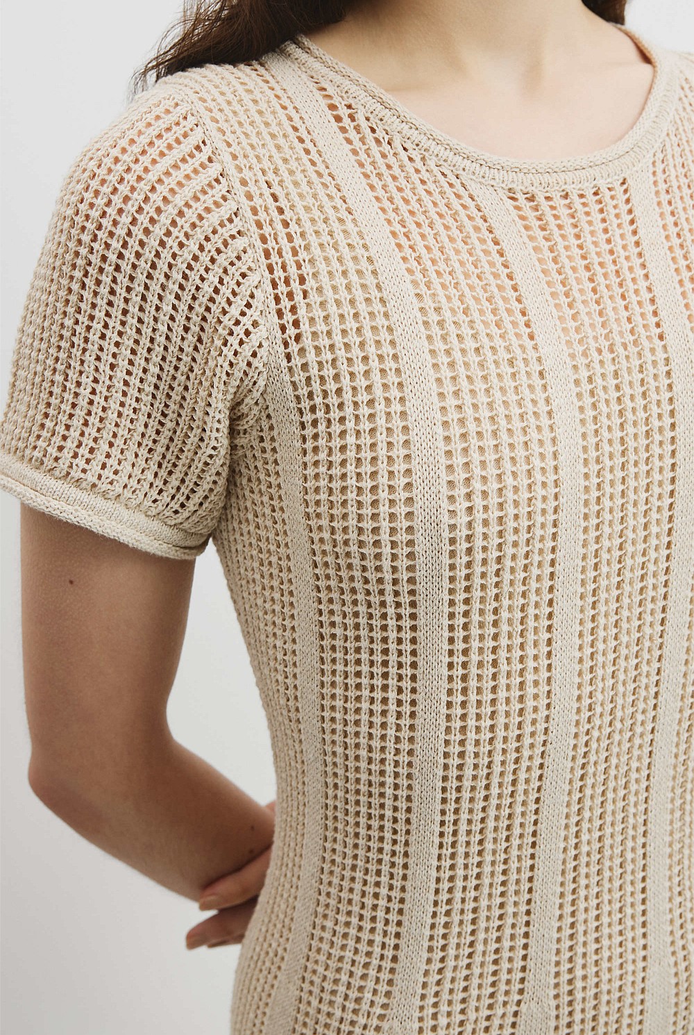 Sand Textured Knit Dress - Knitwear | Country Road