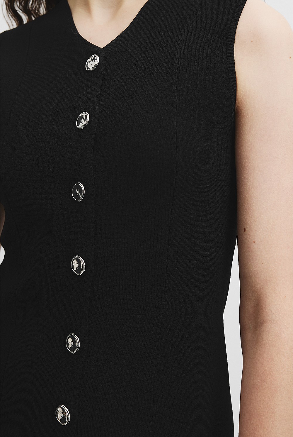 Black Compact Knit Vest Dress - Dresses | Country Road