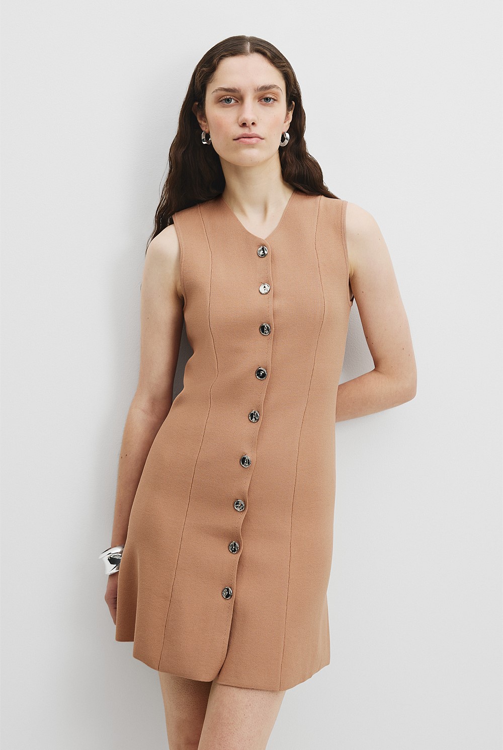 Blush Pink Compact Knit Vest Dress - Dresses | Country Road
