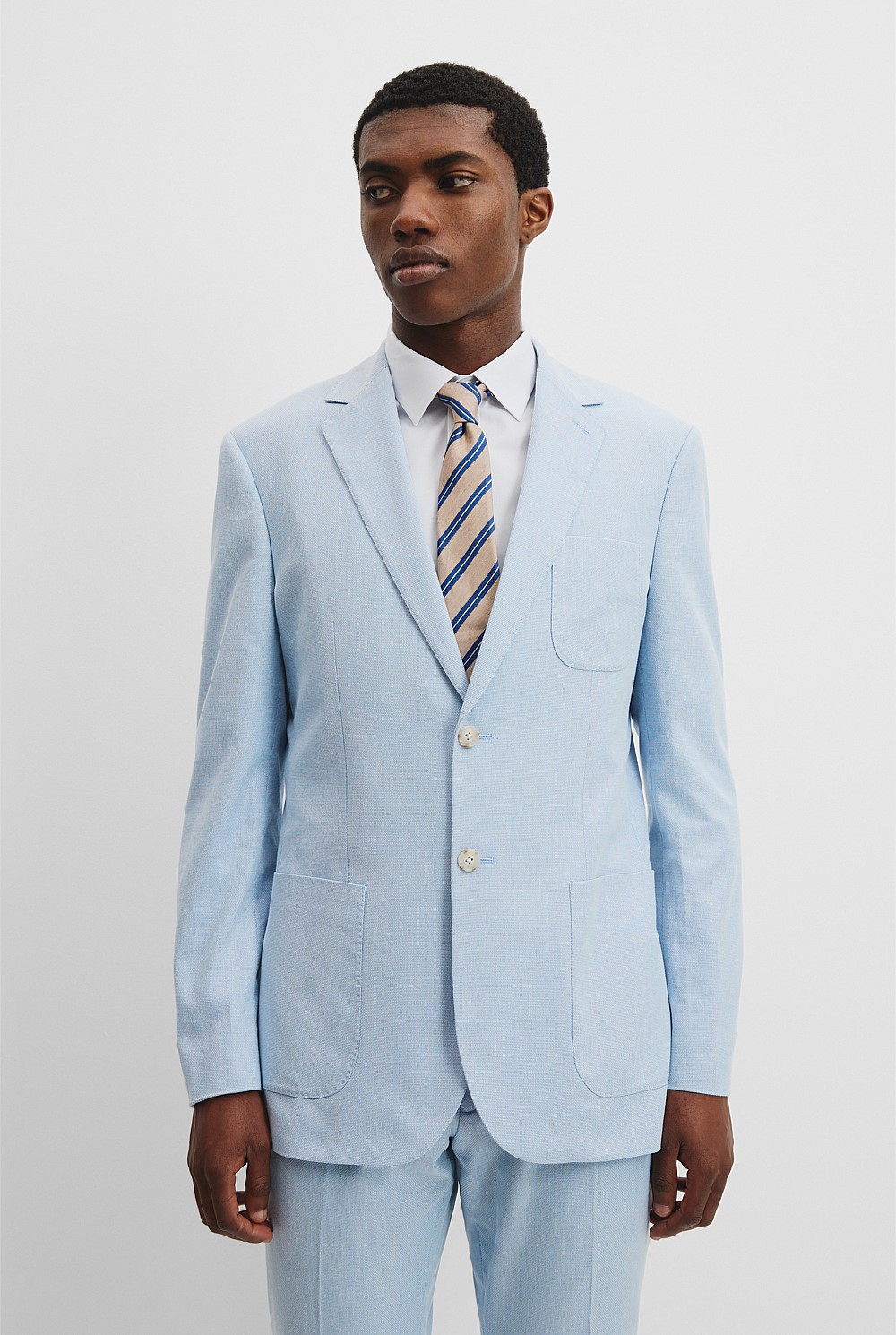 Chambray Blue Regular Cotton Chambray Jacket - Work