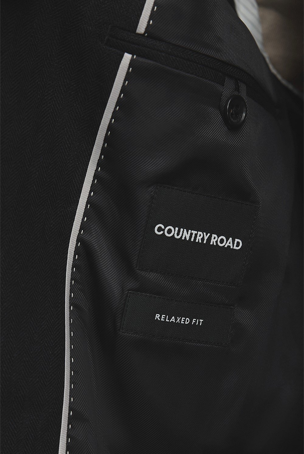 Black Relaxed Fit Linen Herringbone Jacket - Work | Country Road