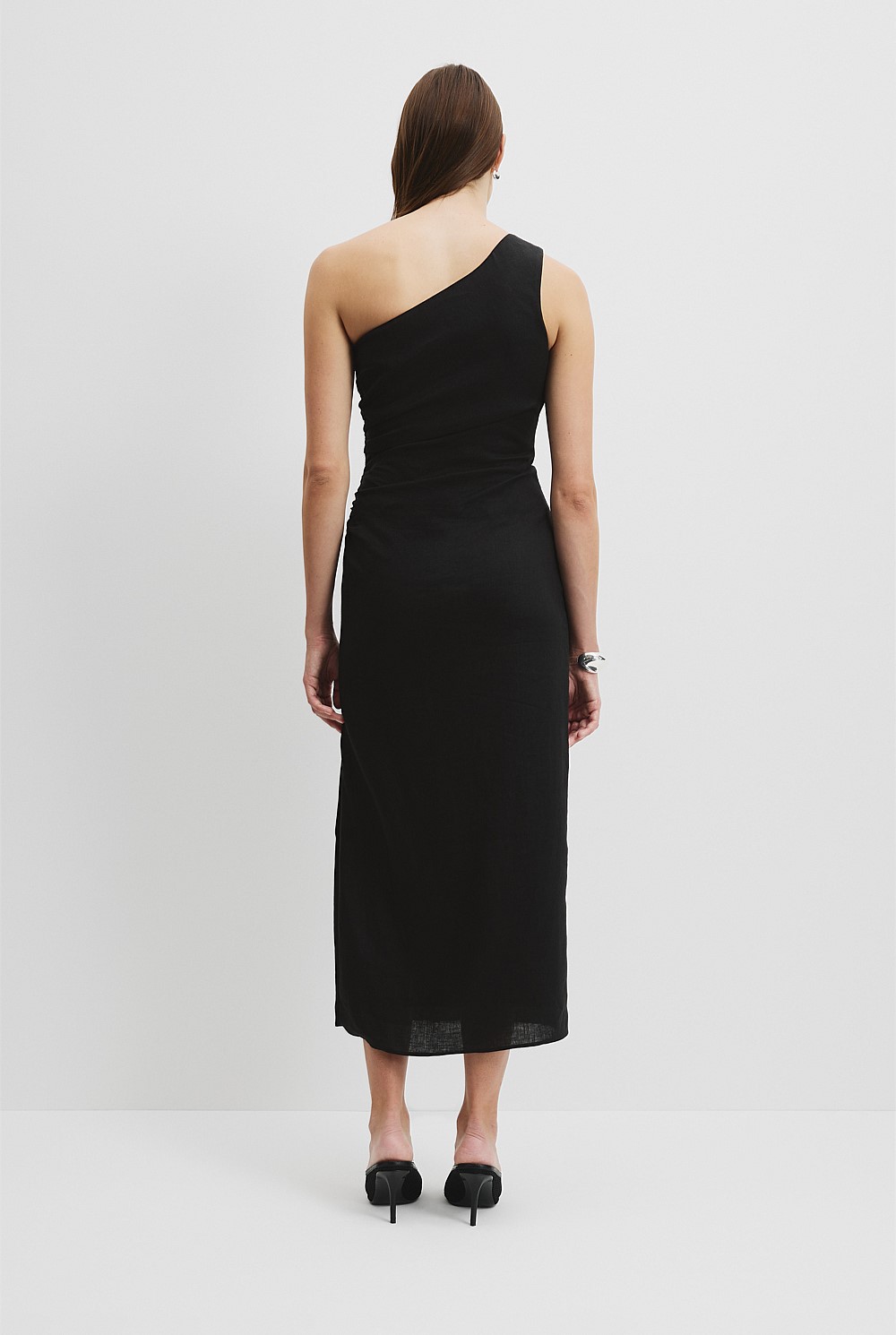 navy blue dress for baby girl Black Organically Grown Linen Asymmetric Dress - Event