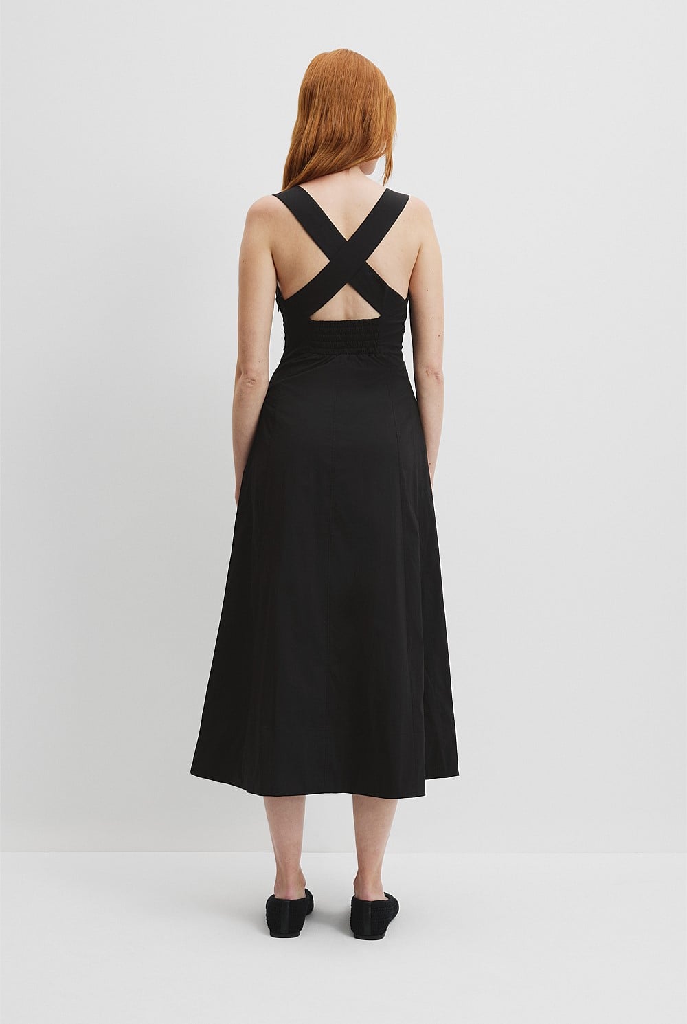 Black Poplin Midi Dress - Event | Country Road