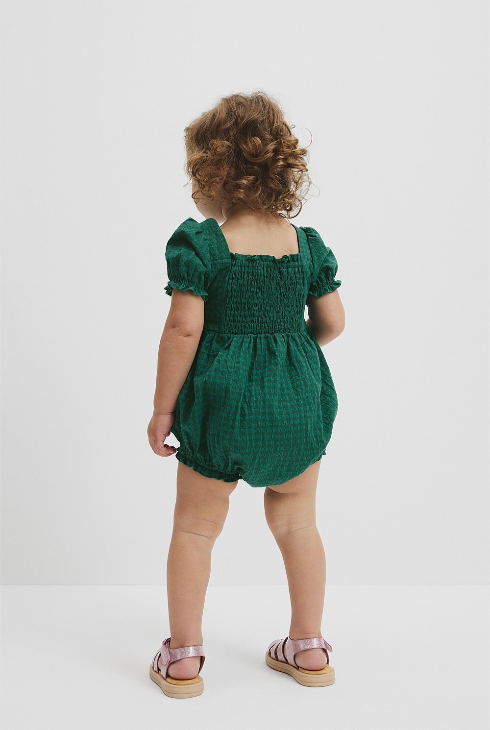 Jewel Green Puff Sleeve Romper - Overalls & Rompers | Country Road