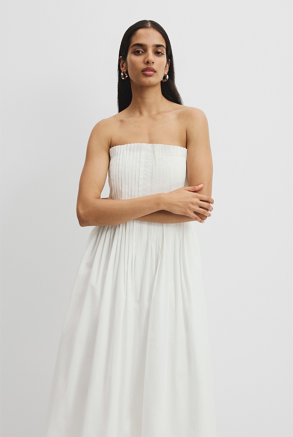 white poplin dress Airy Poplin Midi Dress White main image 1