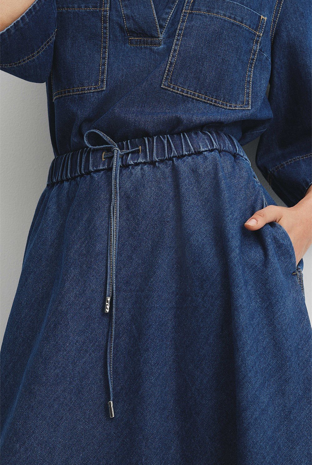 Washed Indigo Chambray Midi Skirt - Skirts | Country Road