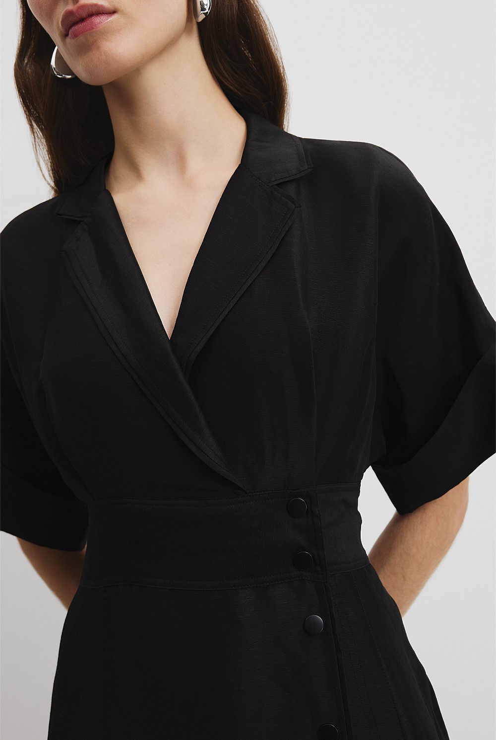 bodycon black long dress High Split Plunge Neck Maxi Dress in Black main image 0