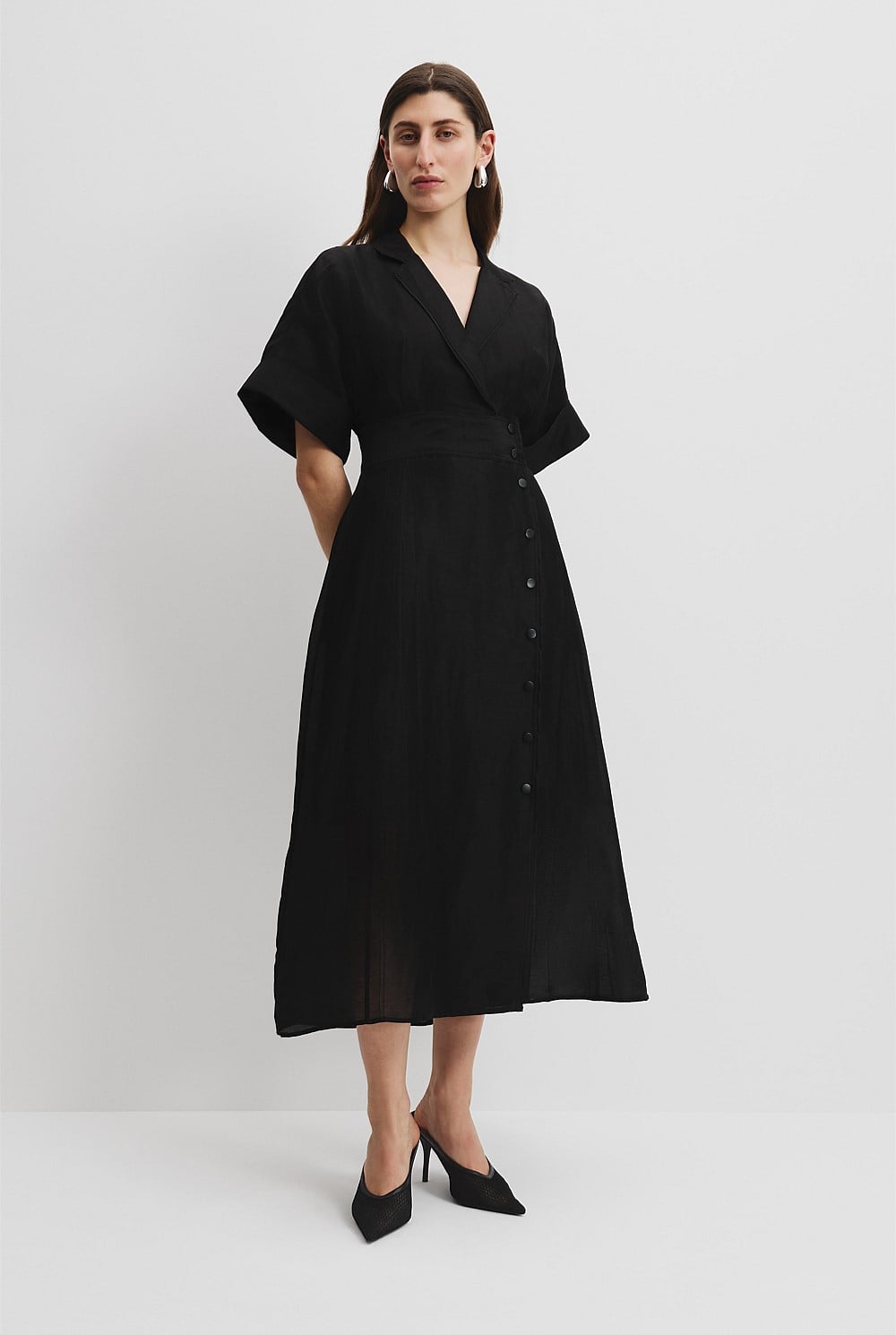 Black Wrap Front Midi Dress - Dresses | Country Road