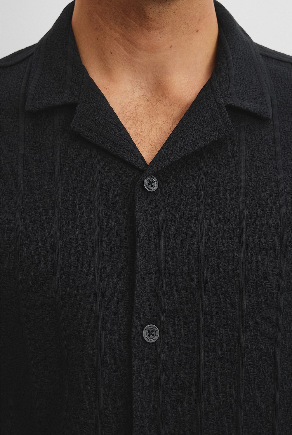 Black Jacquard Stripe Knit Shirt - Casual Shirts | Country Road
