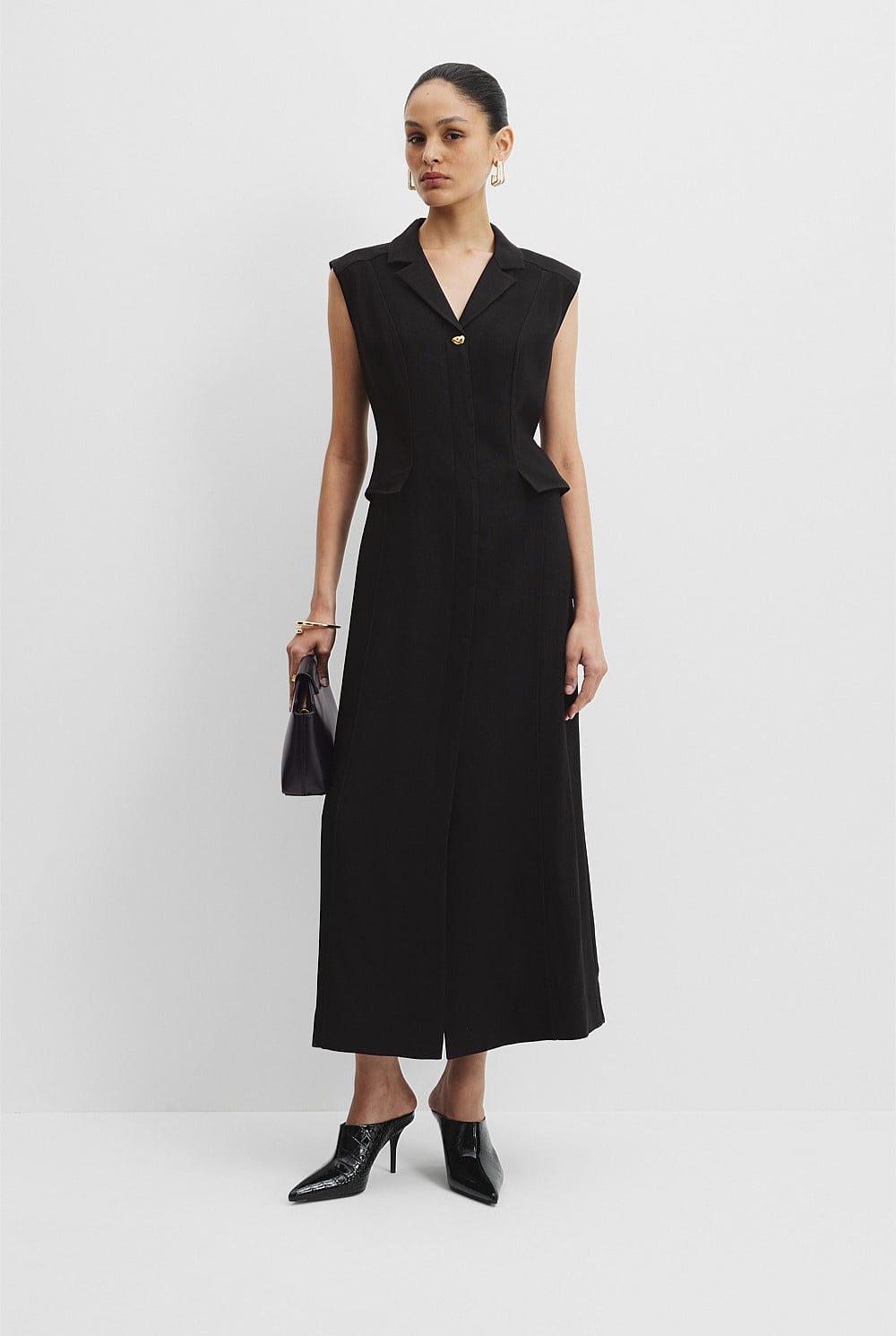 Black Tailored Shirt Dress - Dresses | Country Road Black Tailored Shirt Dress - Dresses | Country Road