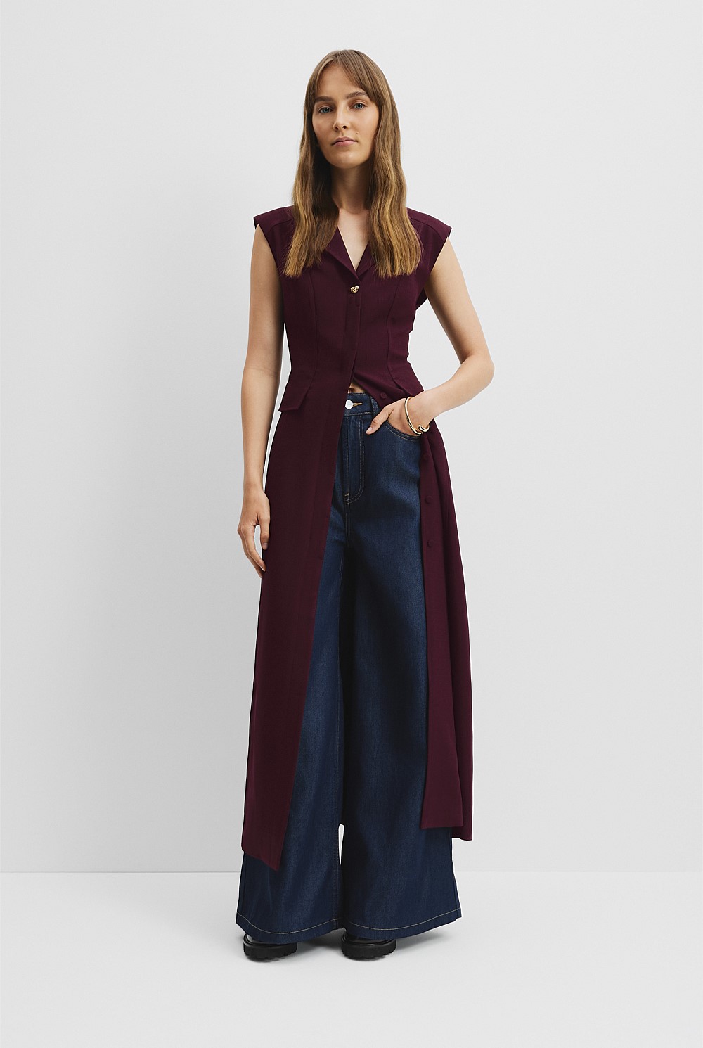 ankle length shirt dress for women White Sleeveless Belted Maxi Shirt Dress - All Dresses