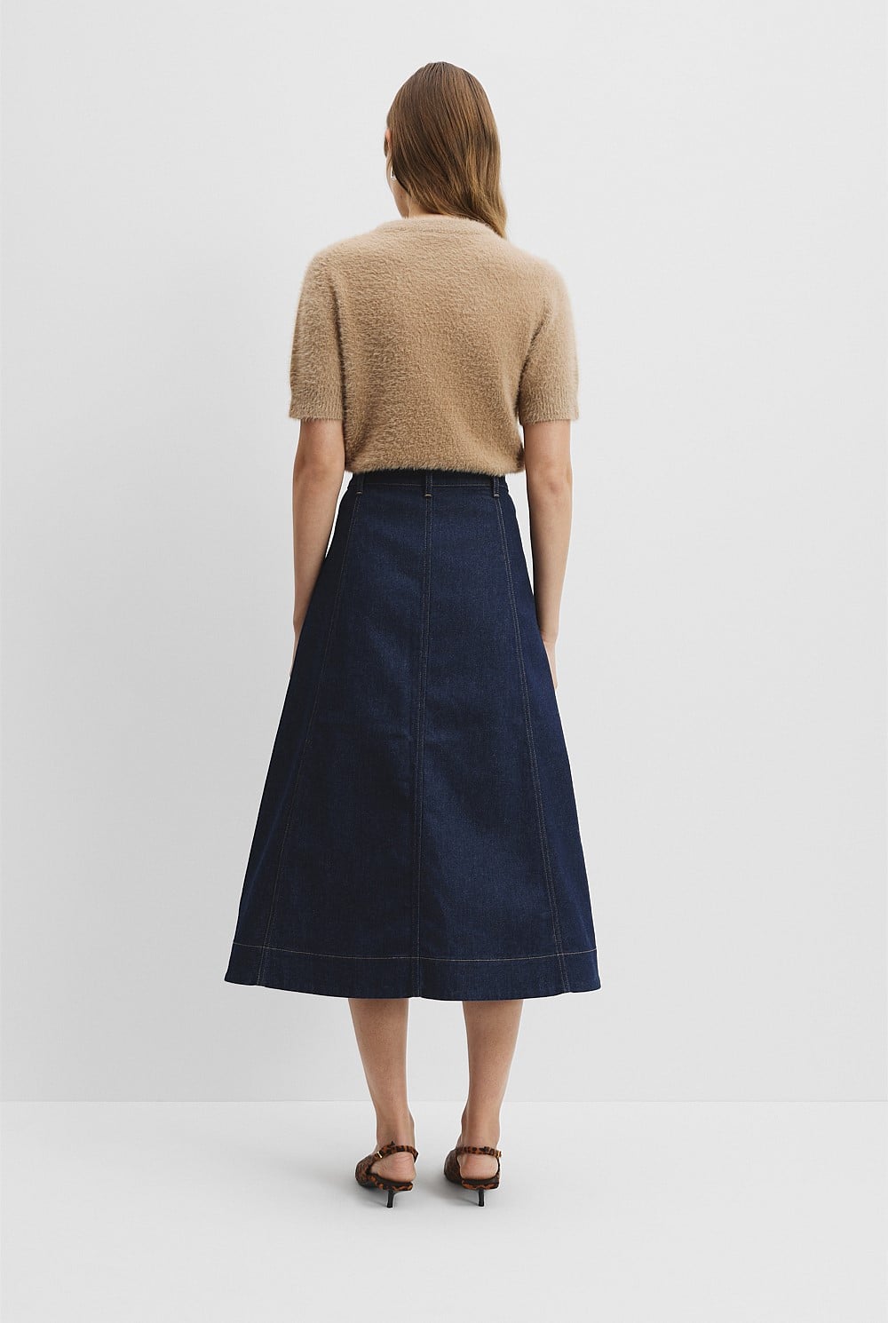 Indigo Rinse A-Line Denim Midi Skirt - Denim & Jeans | Country Road