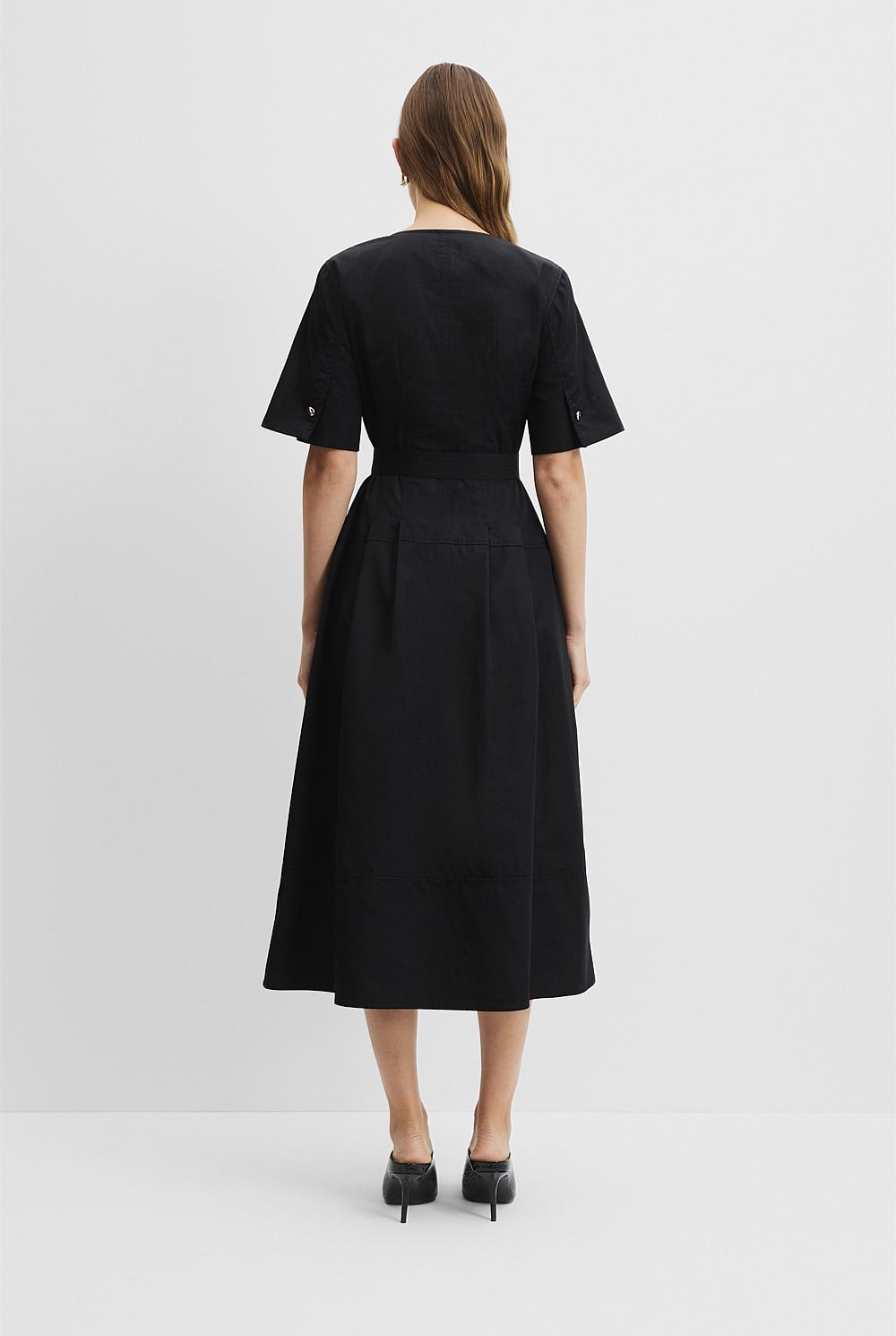 Black Fit-and-Flare Midi Dress - Dresses | Country Road