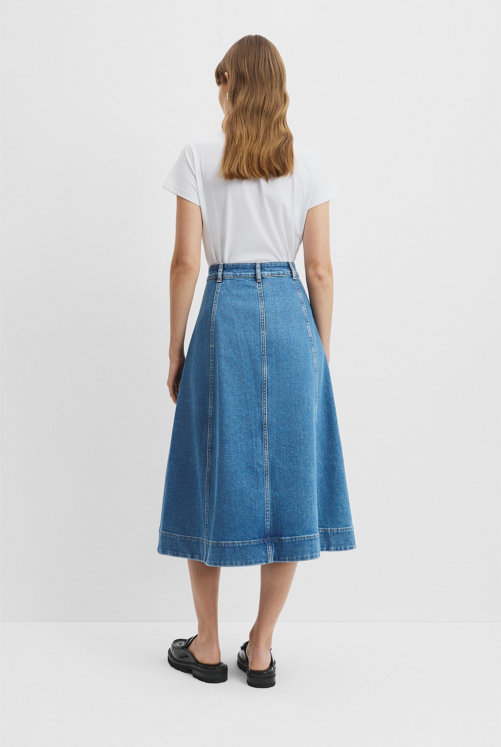 Mid Blue Wash A-Line Denim Midi Skirt Denim Jeans Country Road