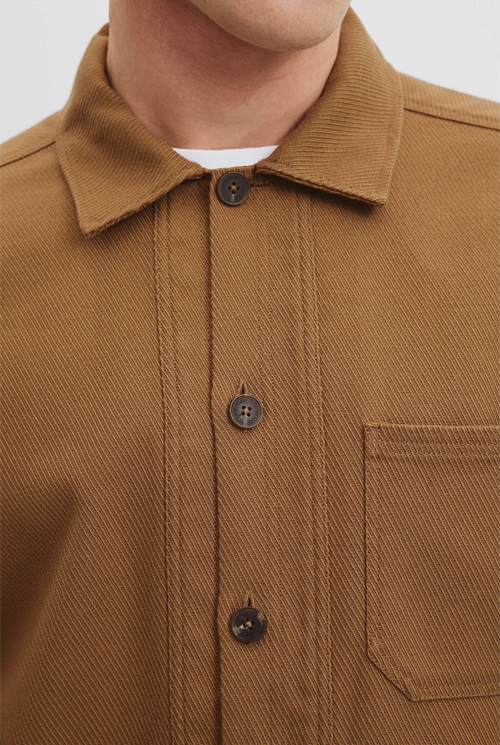 Tan Cotton Twill Oversized Shirt - Jackets & Coats | Country Road